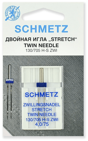 Иглы Schmetz стрейч двойные 130/705 H-S ZWI 4,0/75, 1 шт в Дрезне